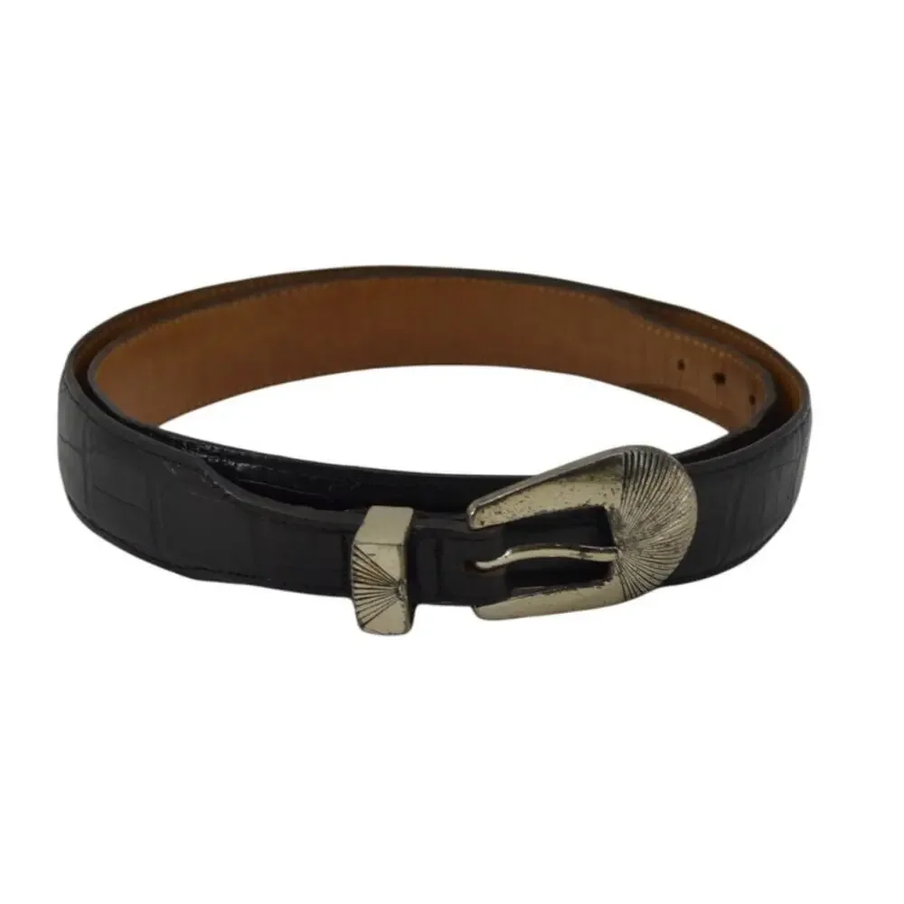 Brighton Mens Leather Belt USA Croc Embossed Dress Causal 40